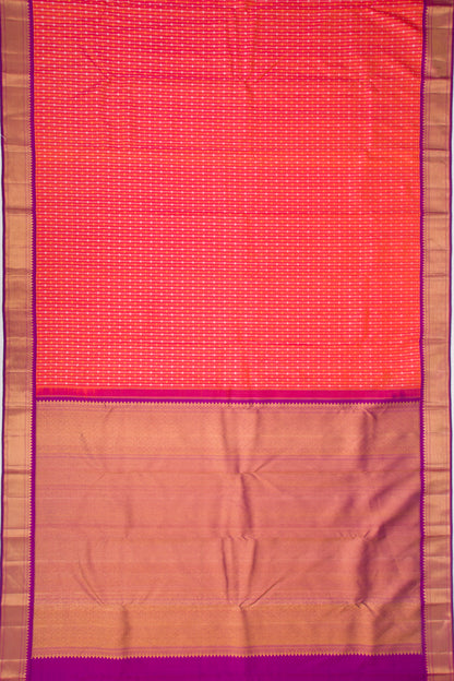 Kanchipuram Silk Vertical Lines Dual Tone Pink And Orange Saree