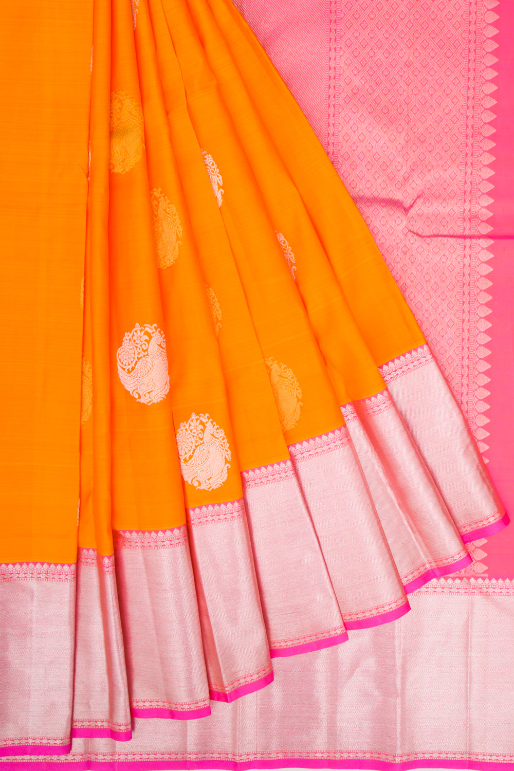 Kanchipuram Silk Butta Tagerine Orange Saree
