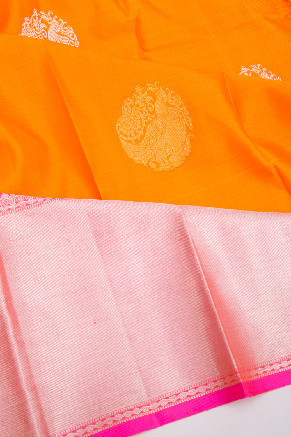 Kanchipuram Silk Butta Tagerine Orange Saree