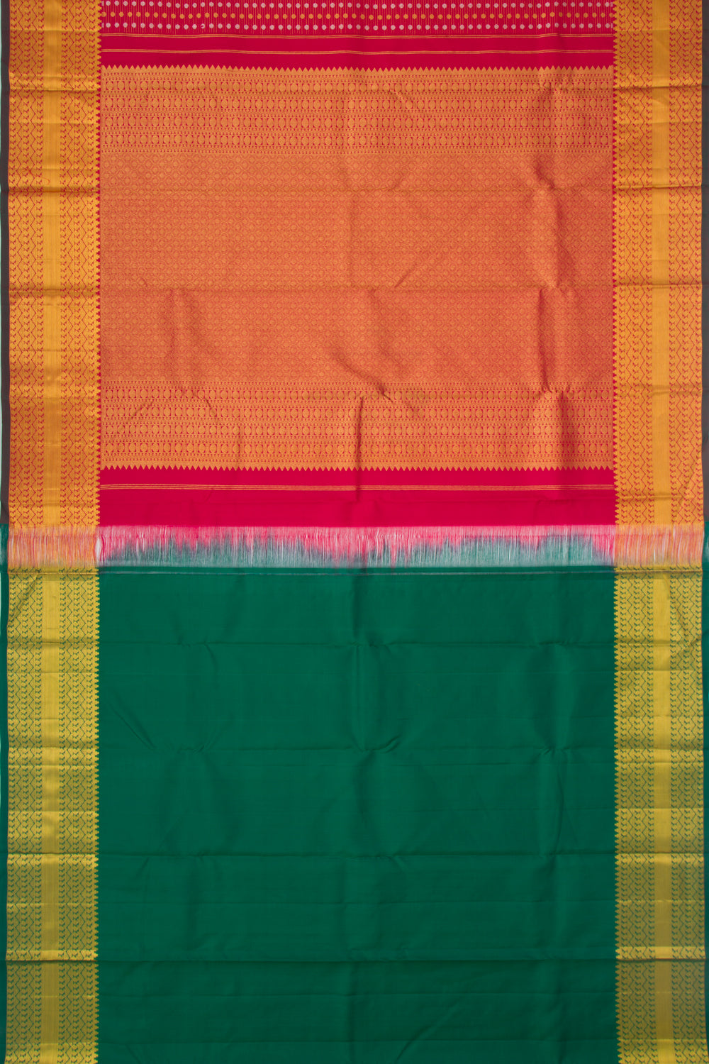 Taranga Kanchi Silk Oosi Lines And Butta Red Saree