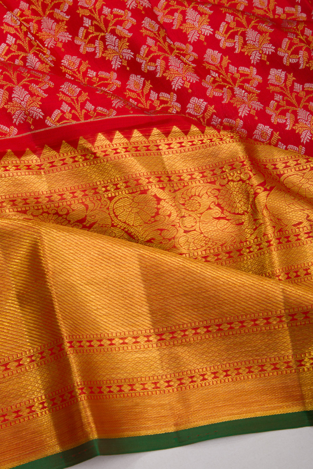 Kanchipuram Silk Brocade Red Saree
