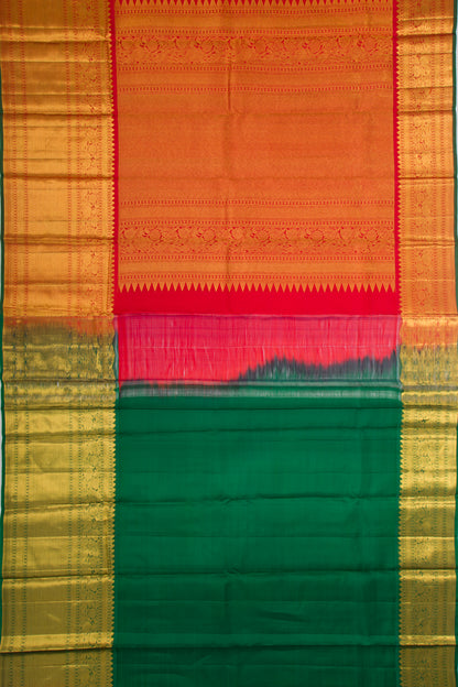 Kanchipuram Silk Brocade Red Saree