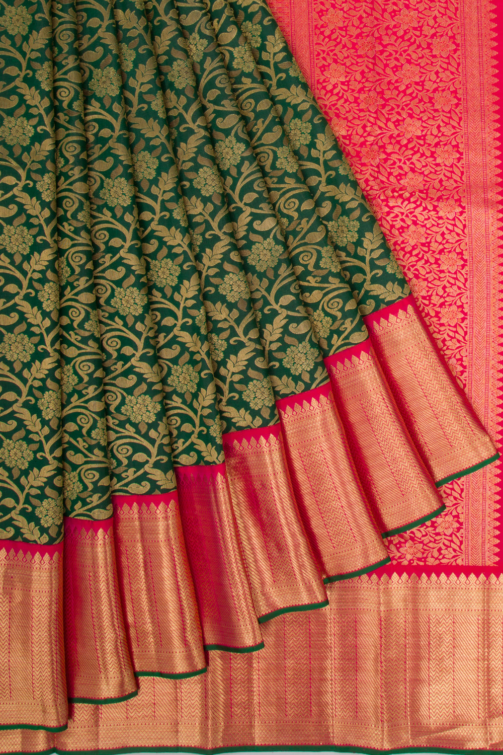 Kanchipuram Silk Brocade Green Saree