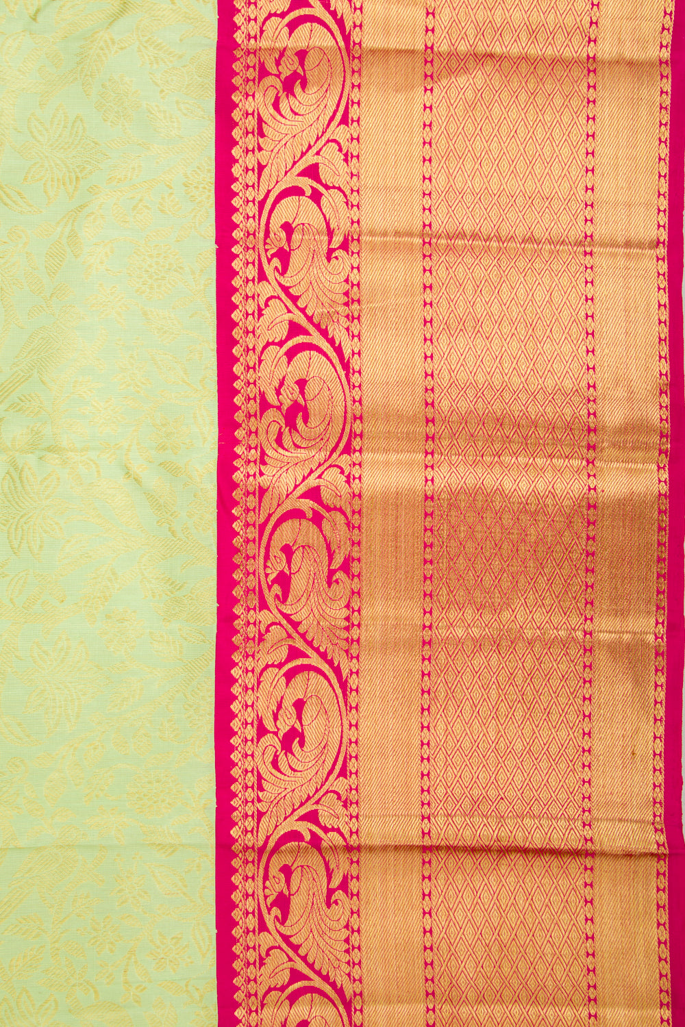 Kanchipuram Silk Jaal Pastel Green Saree