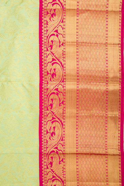 Kanchipuram Silk Jaal Pastel Green Saree