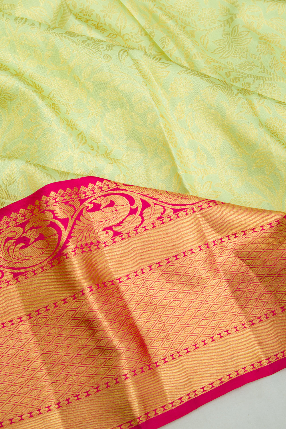 Kanchipuram Silk Jaal Pastel Green Saree