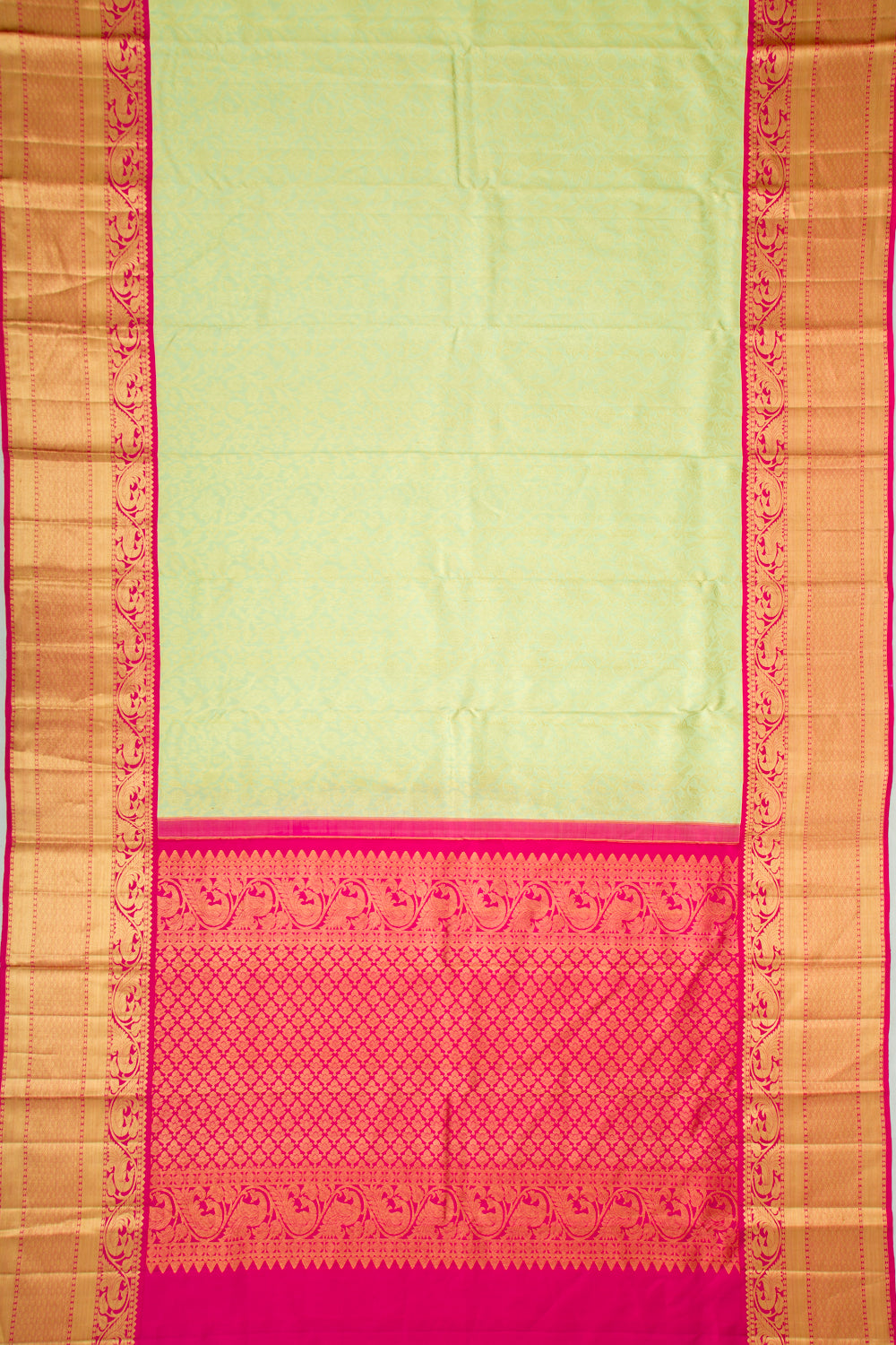 Kanchipuram Silk Jaal Pastel Green Saree