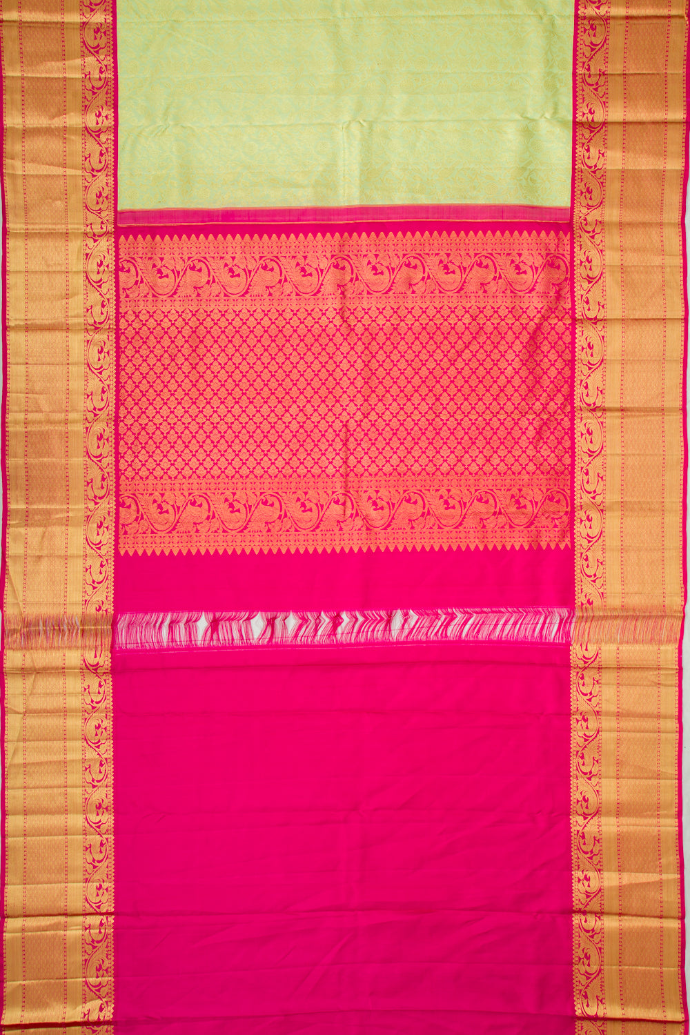 Kanchipuram Silk Jaal Pastel Green Saree
