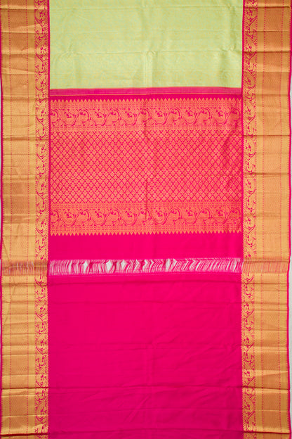 Kanchipuram Silk Jaal Pastel Green Saree