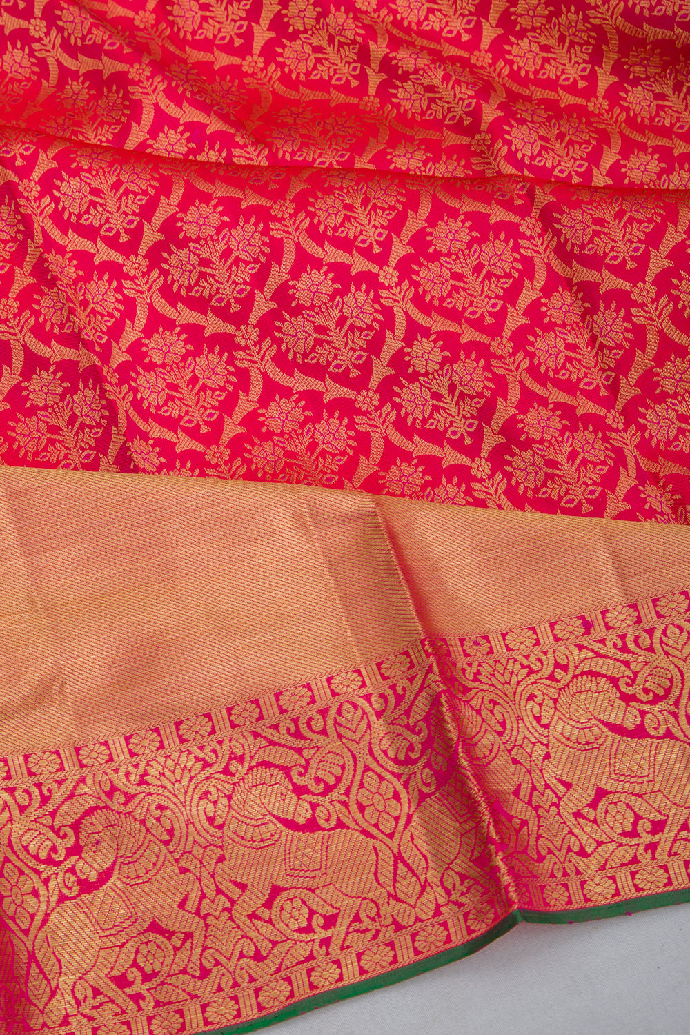 Kanchipuram Silk Brocade Pink Saree