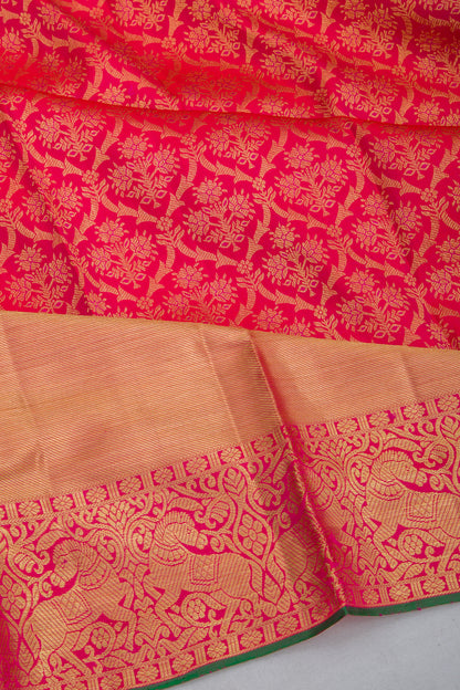 Kanchipuram Silk Brocade Pink Saree