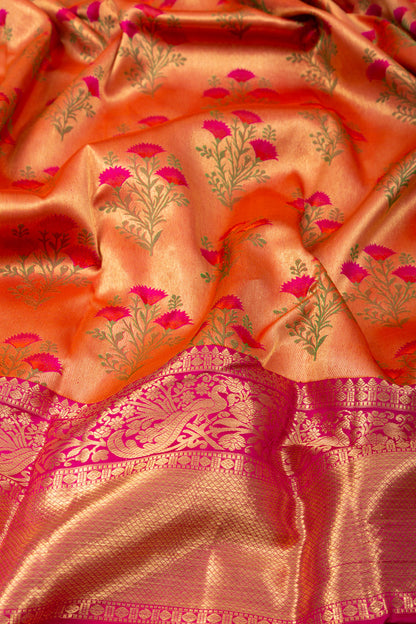 Kanchipuram Silk Tissue Butta Gold Saree