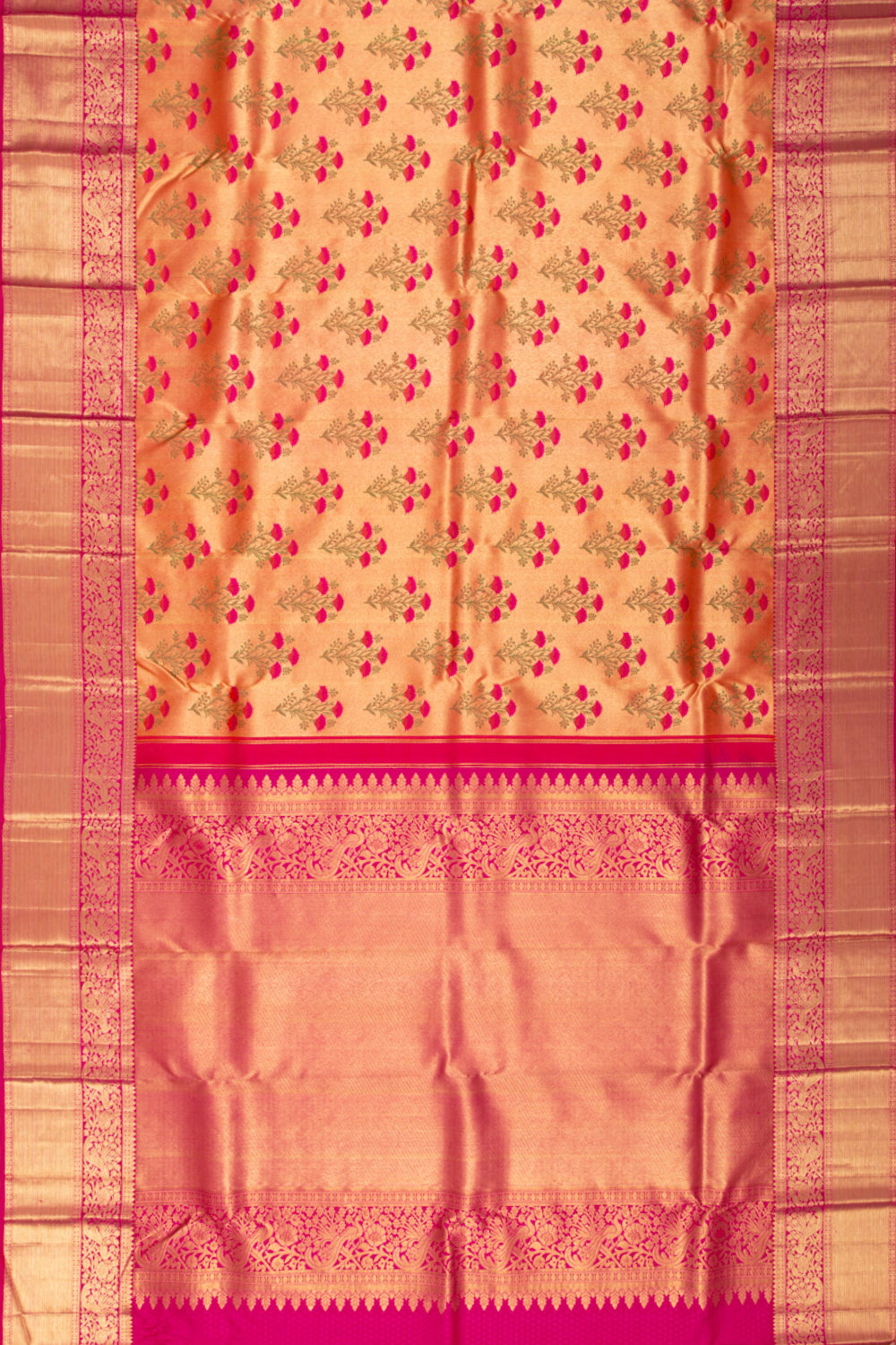 Kanchipuram Silk Tissue Butta Gold Saree