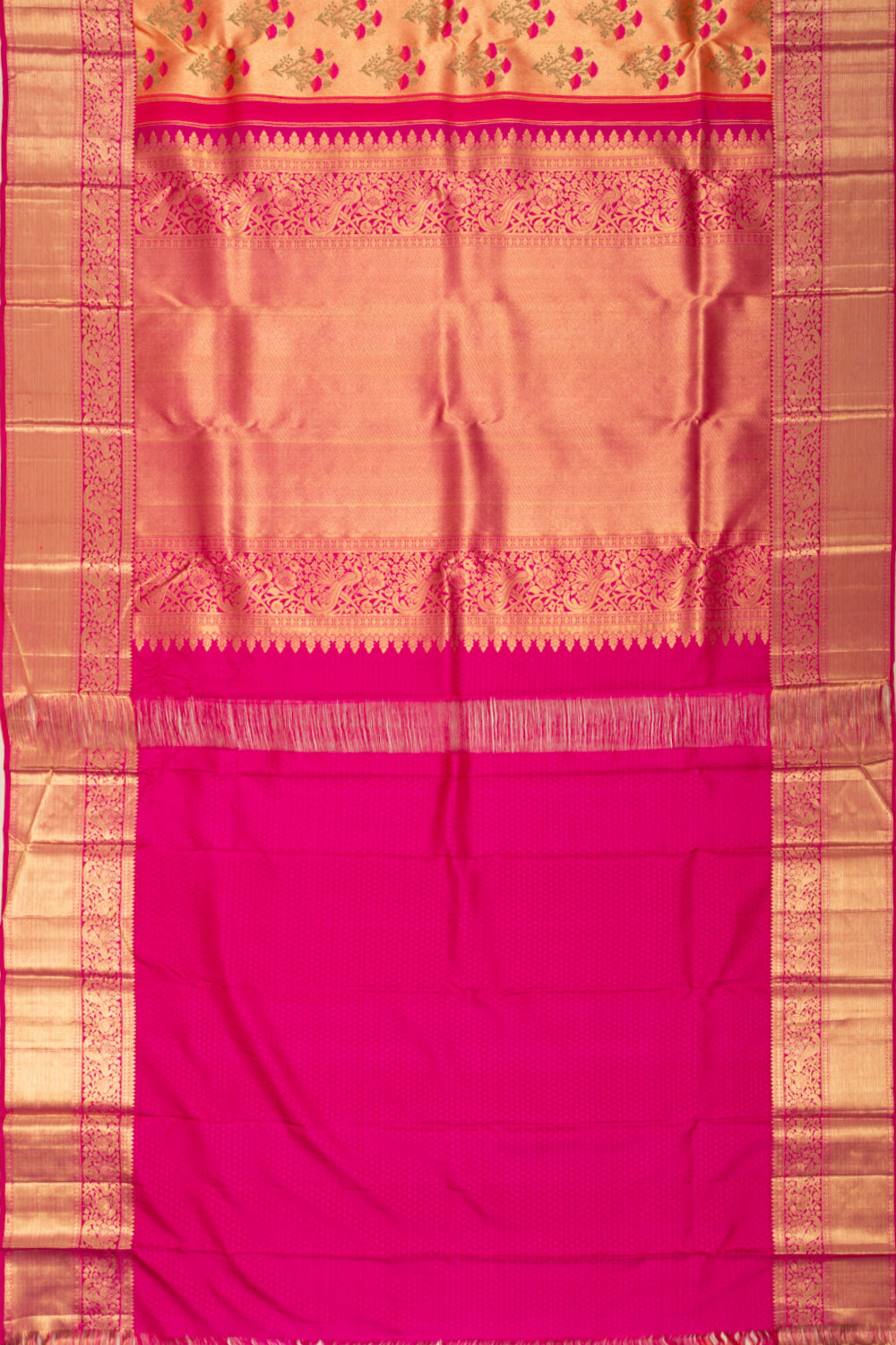 Kanchipuram Silk Tissue Butta Gold Saree