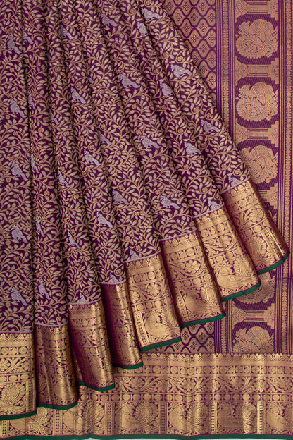 Kanchipuram Silk Brocade Purple Saree
