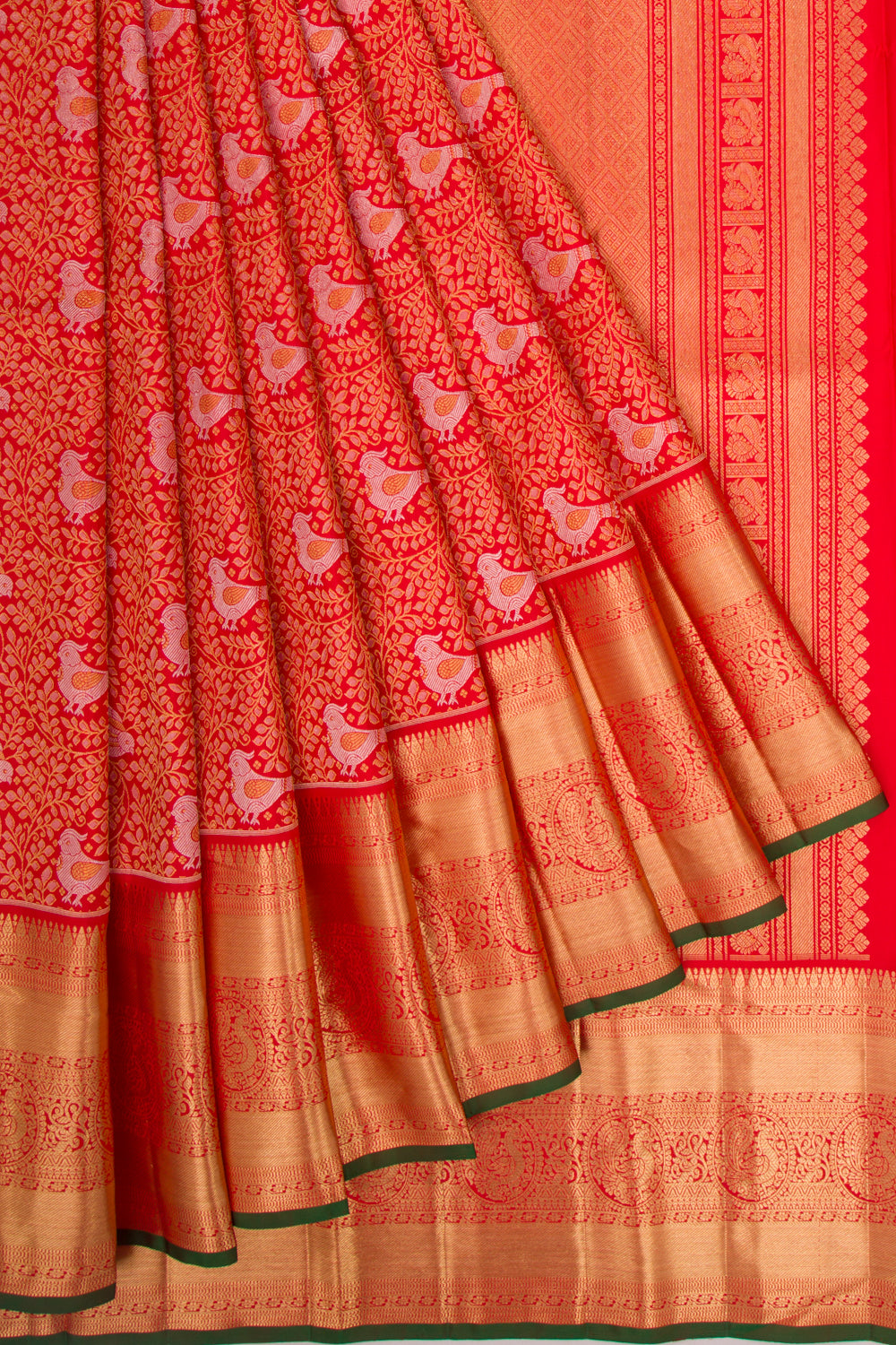 Kanchipuram Silk Brocade Red Saree