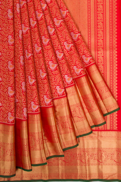 Kanchipuram Silk Brocade Red Saree