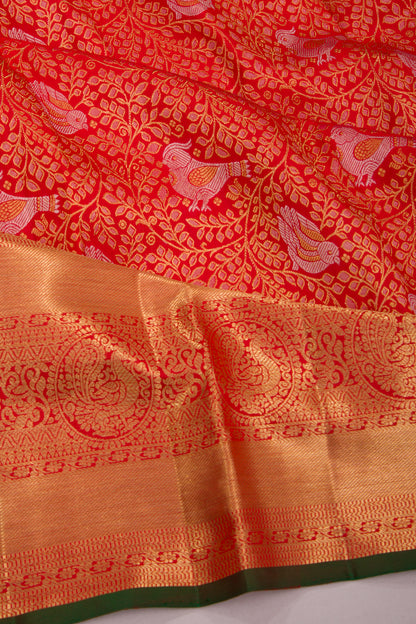 Kanchipuram Silk Brocade Red Saree
