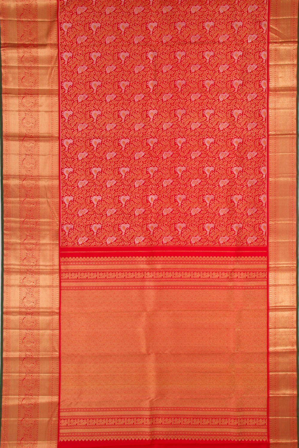 Kanchipuram Silk Brocade Red Saree