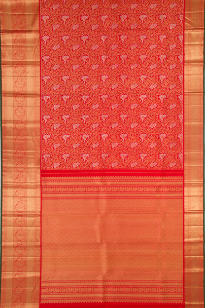 Kanchipuram Silk Brocade Red Saree