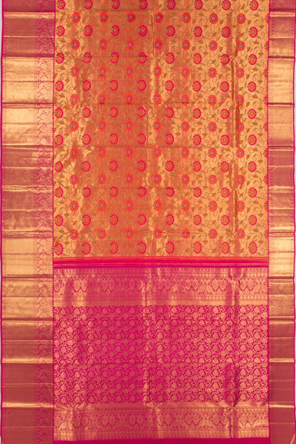 Kanchipuram Silk Tissue Jaal Gold Saree