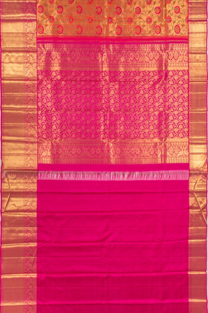 Kanchipuram Silk Tissue Jaal Gold Saree