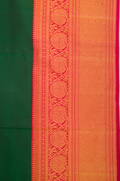Kanchipuram Silk Plain Dark Green Saree