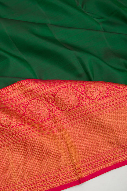 Kanchipuram Silk Plain Dark Green Saree