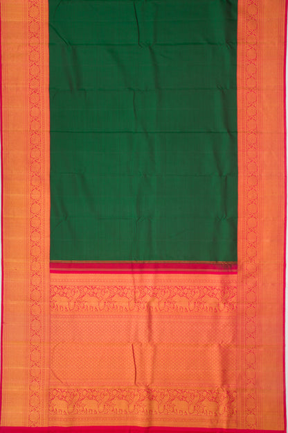 Kanchipuram Silk Plain Dark Green Saree