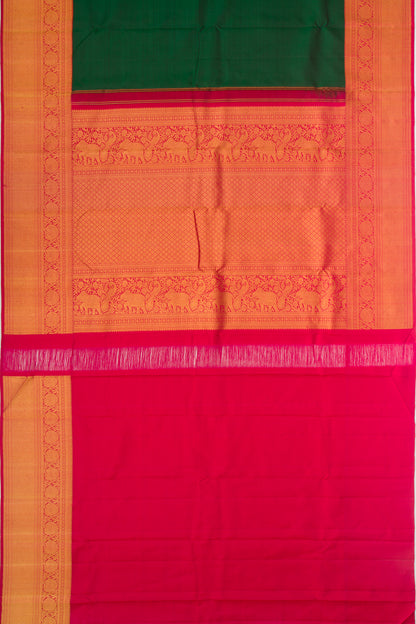 Kanchipuram Silk Plain Dark Green Saree