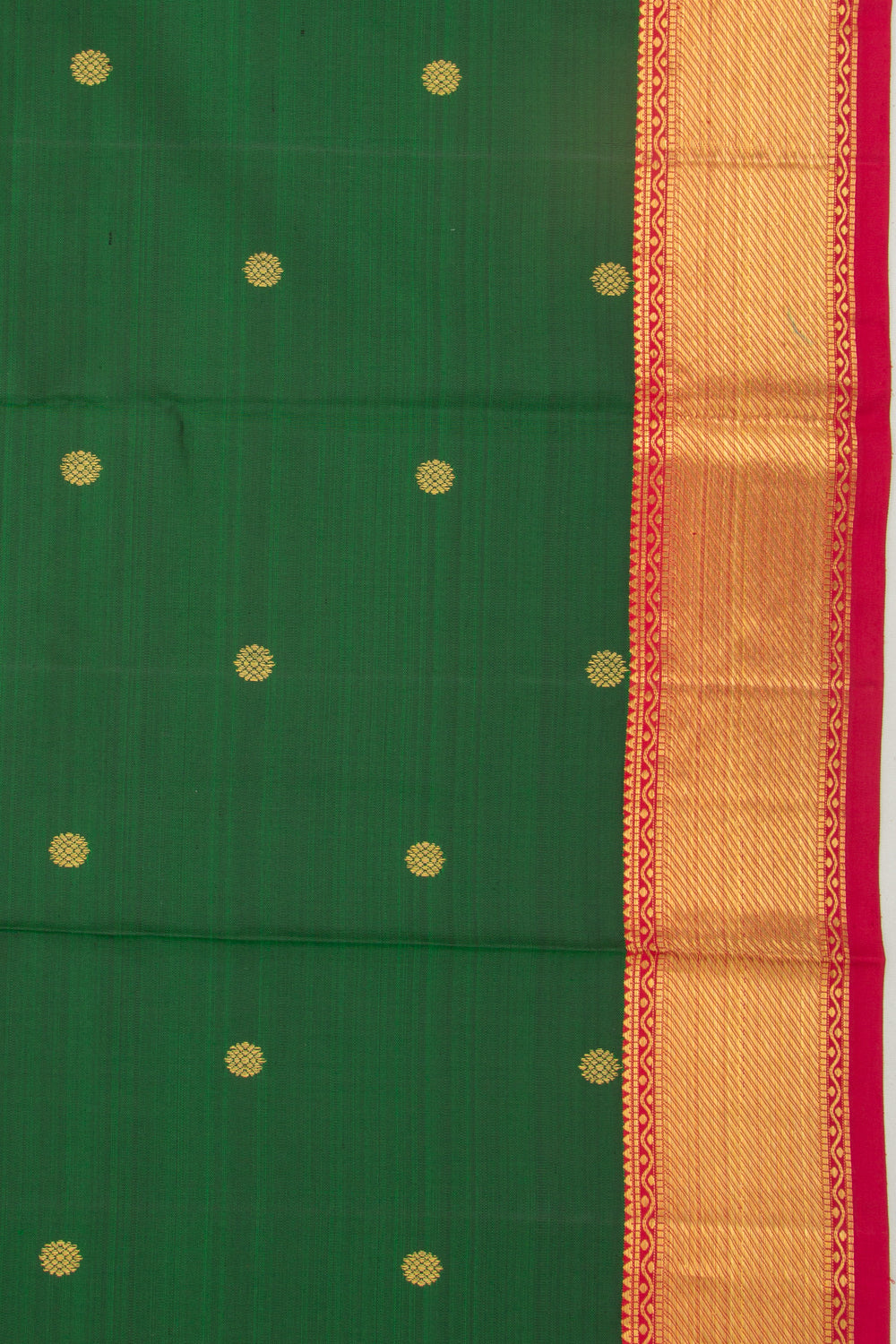 Kanchipuram Silk Butta Bottle Green Saree