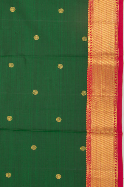Kanchipuram Silk Butta Bottle Green Saree
