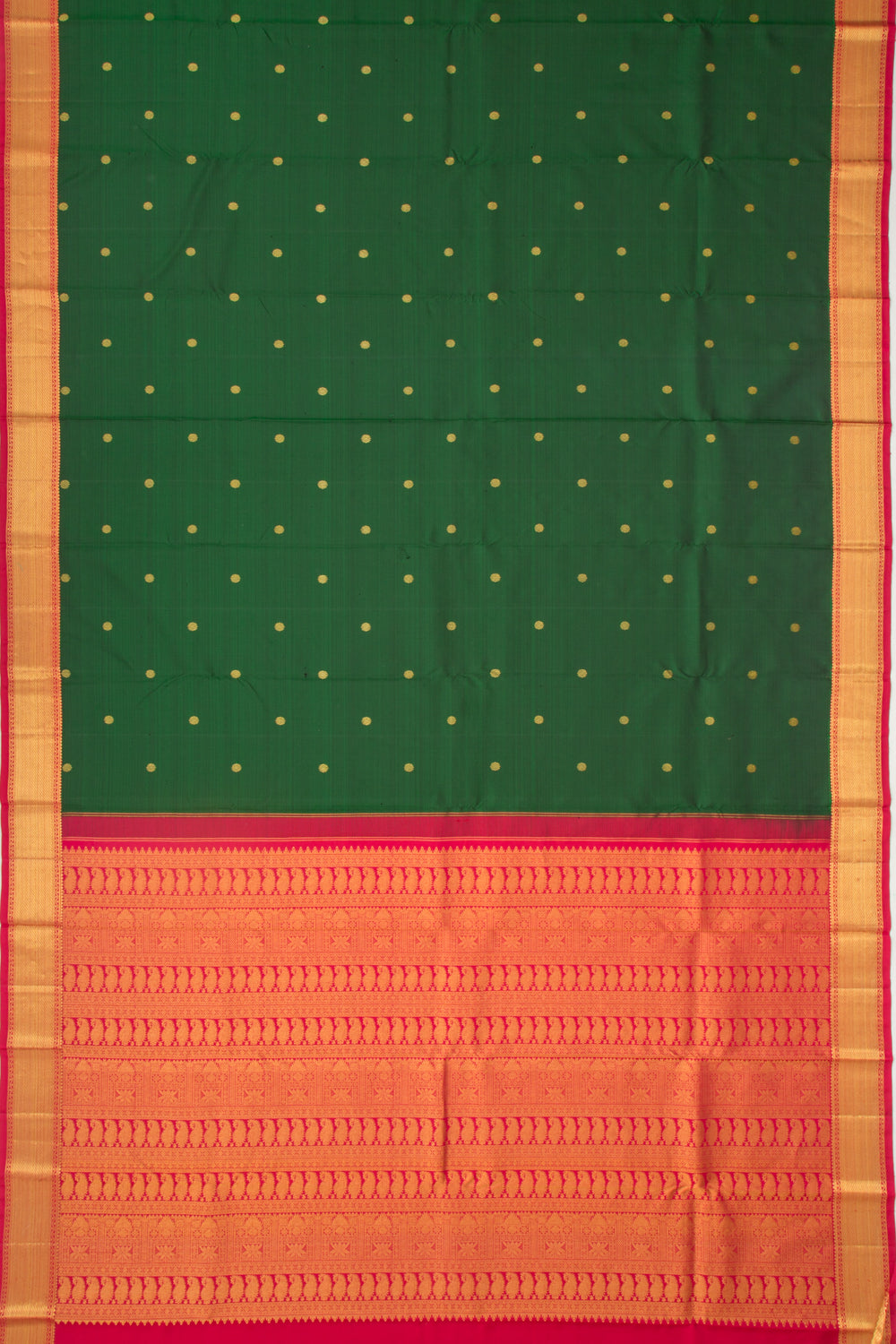 Kanchipuram Silk Butta Bottle Green Saree