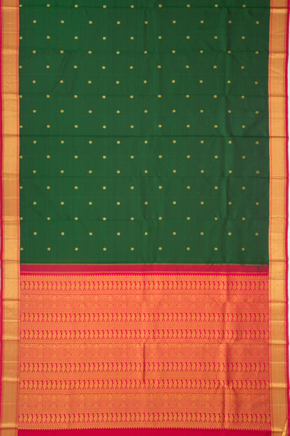 Kanchipuram Silk Butta Bottle Green Saree