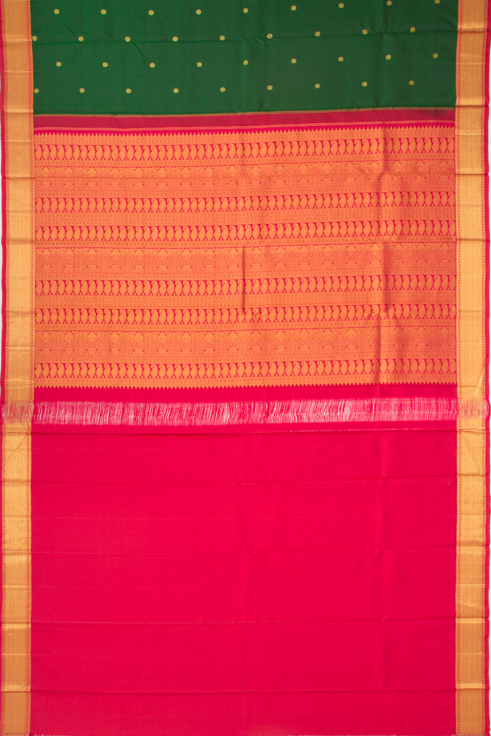 Kanchipuram Silk Butta Bottle Green Saree
