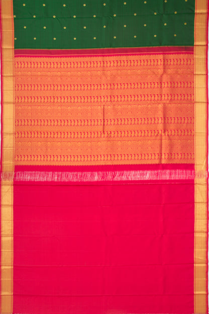 Kanchipuram Silk Butta Bottle Green Saree