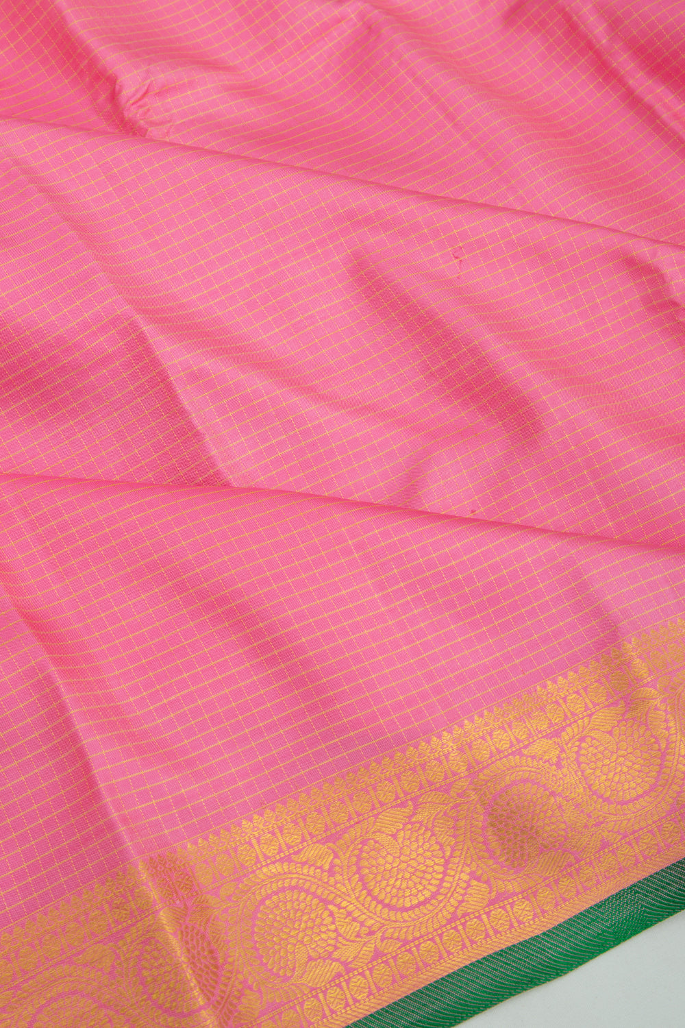 Kanchipuram Silk Kattam Checks Pink Saree