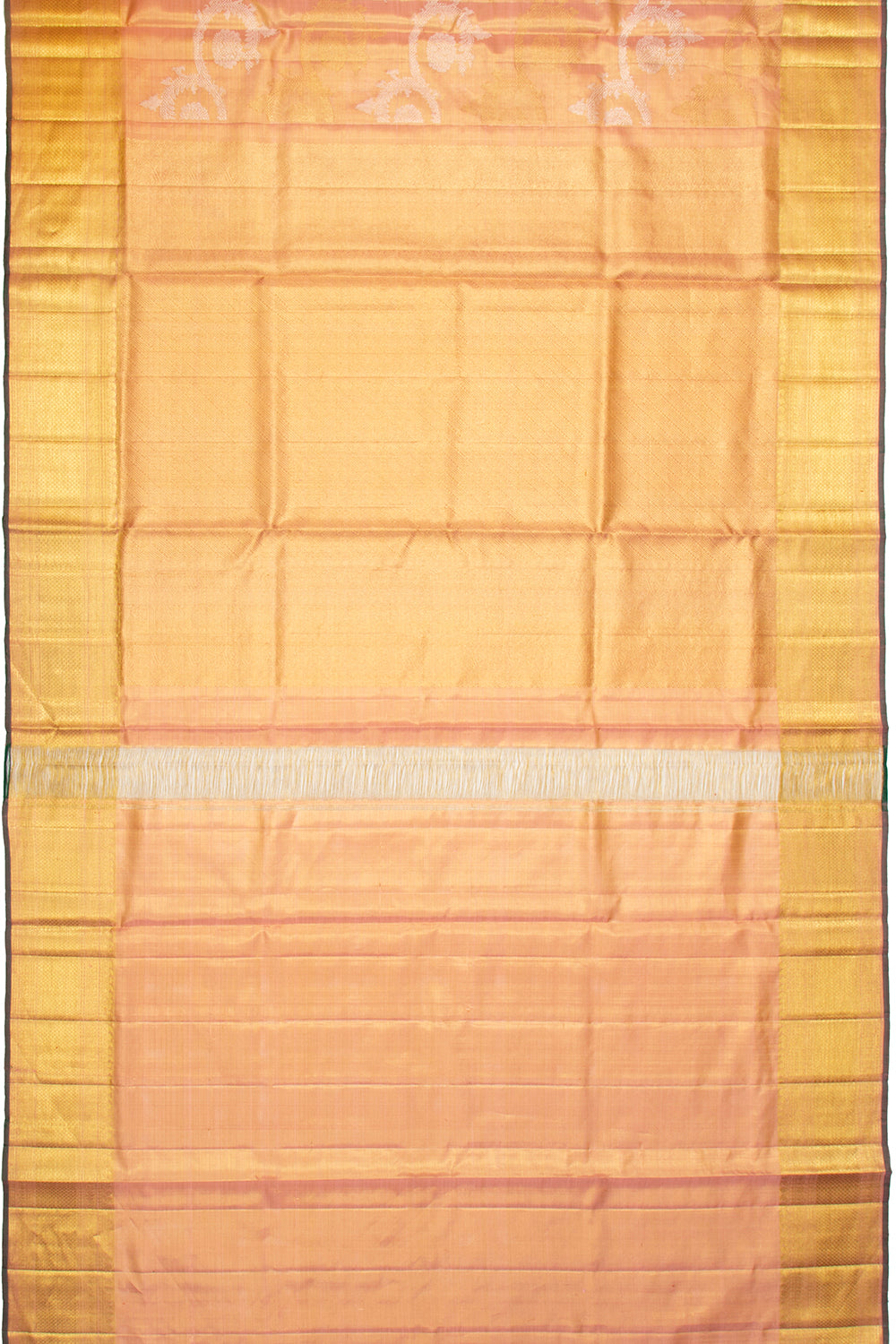 Kanchipuram Silk Peach Tissue Jaal Gold Saree