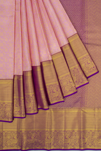 Kanchipuram Silk Brocade Baby Pink Saree