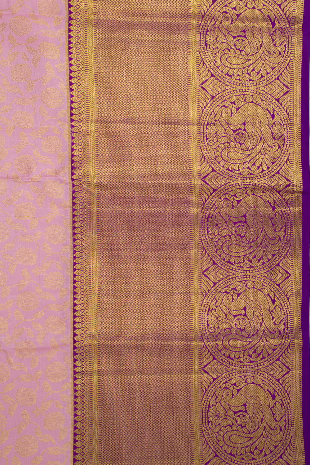 Kanchipuram Silk Brocade Baby Pink Saree