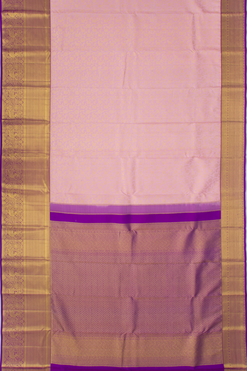 Kanchipuram Silk Brocade Baby Pink Saree