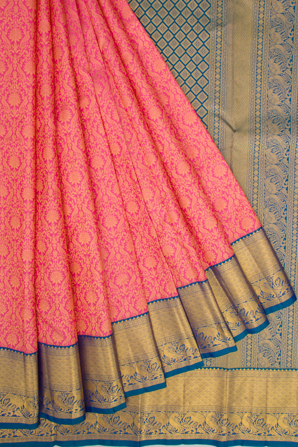 Kanchipuram Silk Brocade Pink Saree