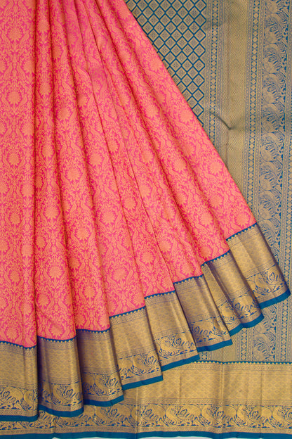 Kanchipuram Silk Brocade Pink Saree