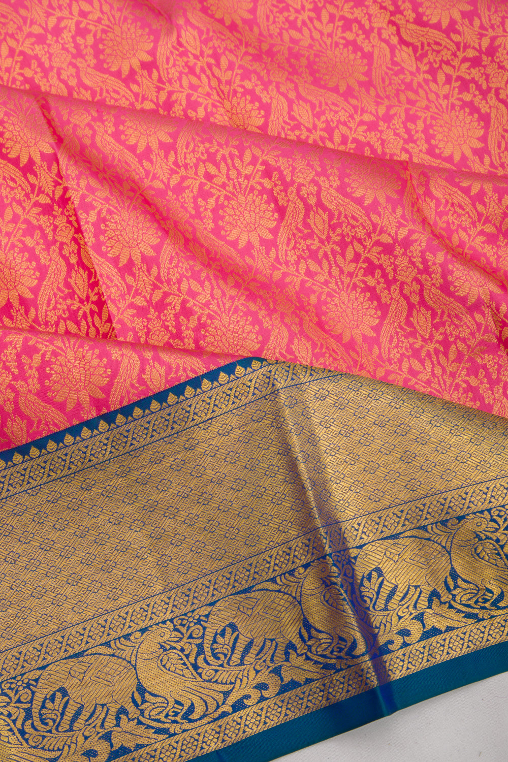 Kanchipuram Silk Brocade Pink Saree