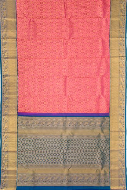 Kanchipuram Silk Brocade Pink Saree