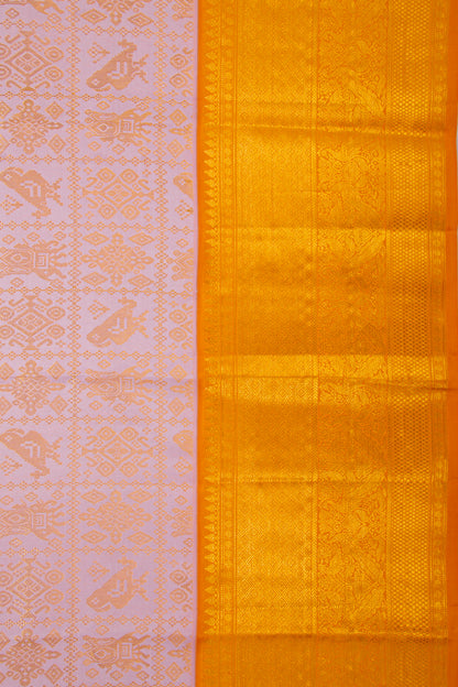 Kanchipuram Silk Checks And Butta Lilac Saree