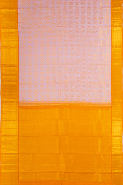 Kanchipuram Silk Checks And Butta Lilac Saree