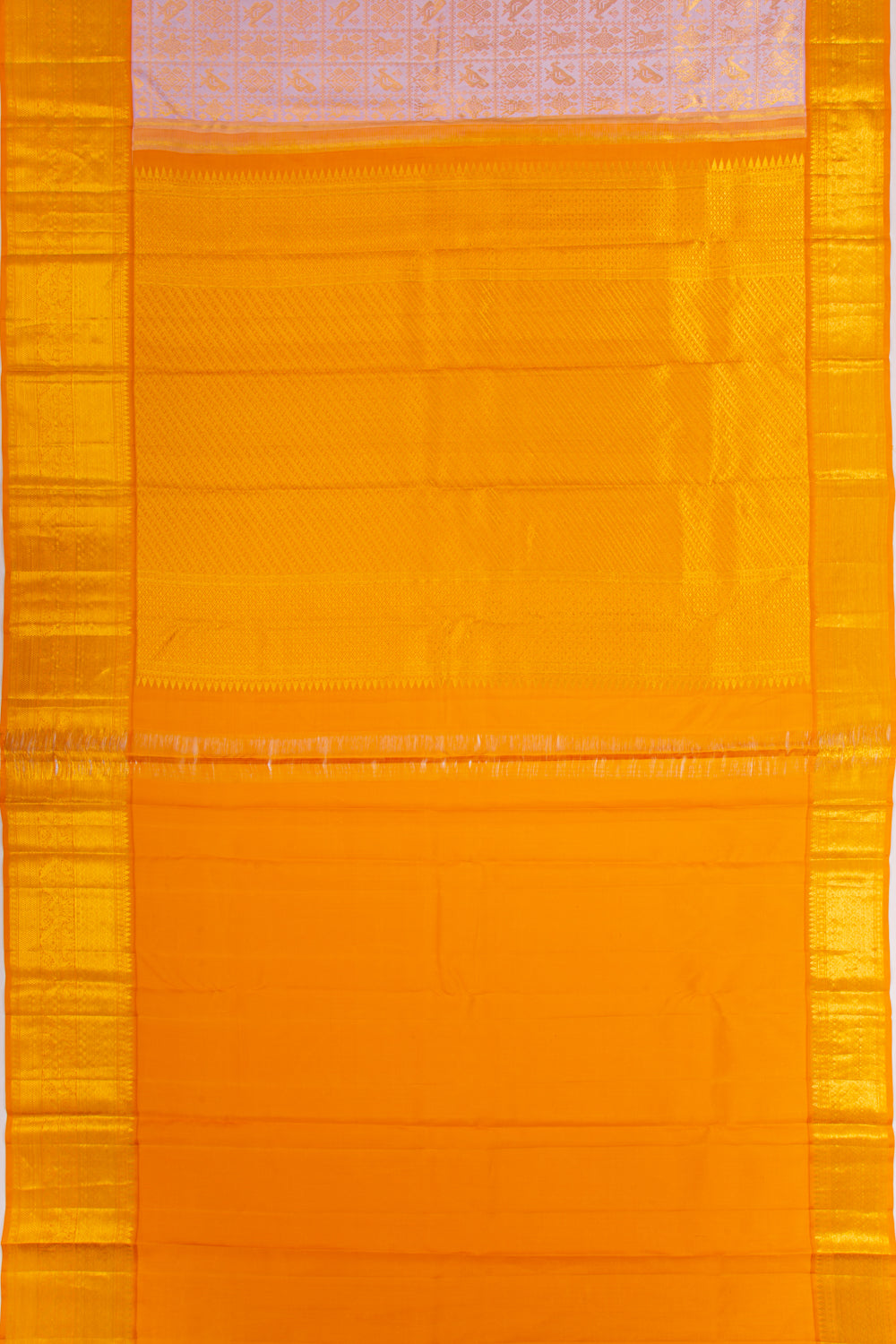 Kanchipuram Silk Checks And Butta Lilac Saree