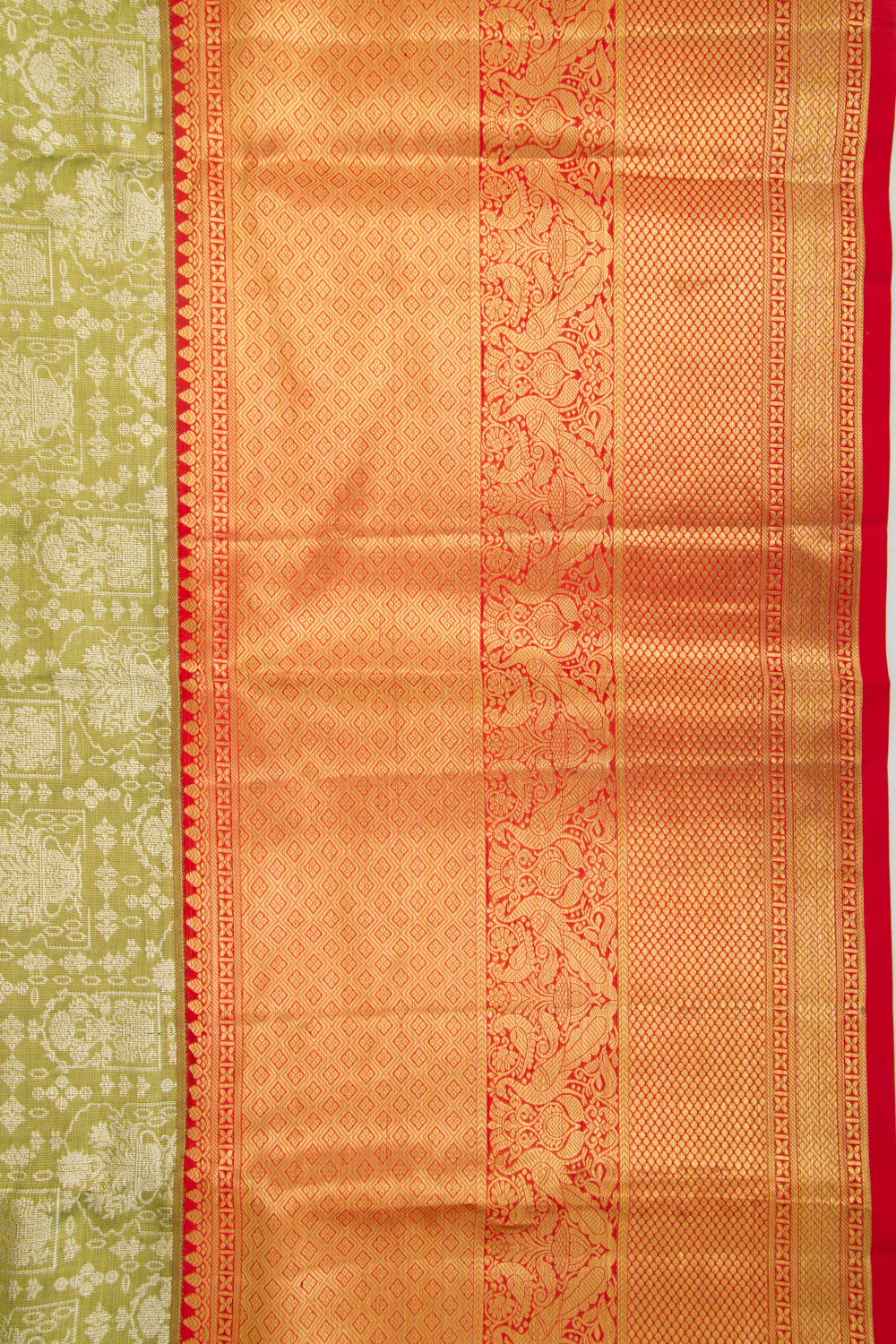 Taranga Kanchi Silk Tissue Brocade Olive Green Saree