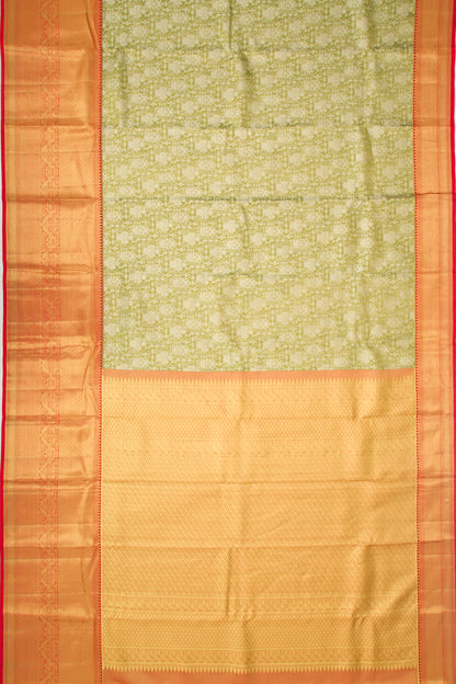 Taranga Kanchi Silk Tissue Brocade Olive Green Saree
